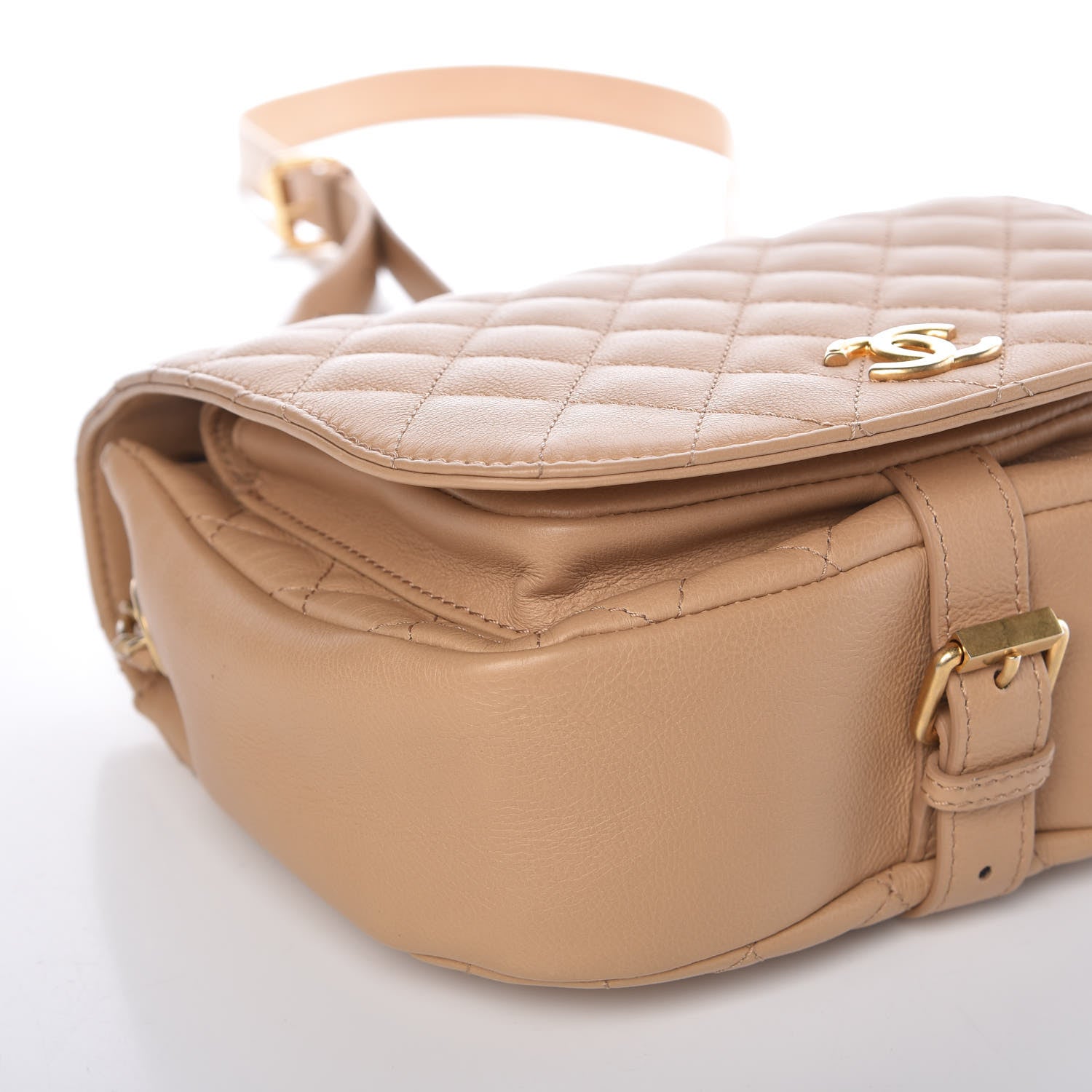 Chanel Calfskin Quilted Messenger Flap Beige 8 of 9