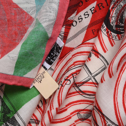 Hermes Cashmere Silk Manufacture de Boucleries Shawl 140 Rose Aqua Rouge 8 of 9