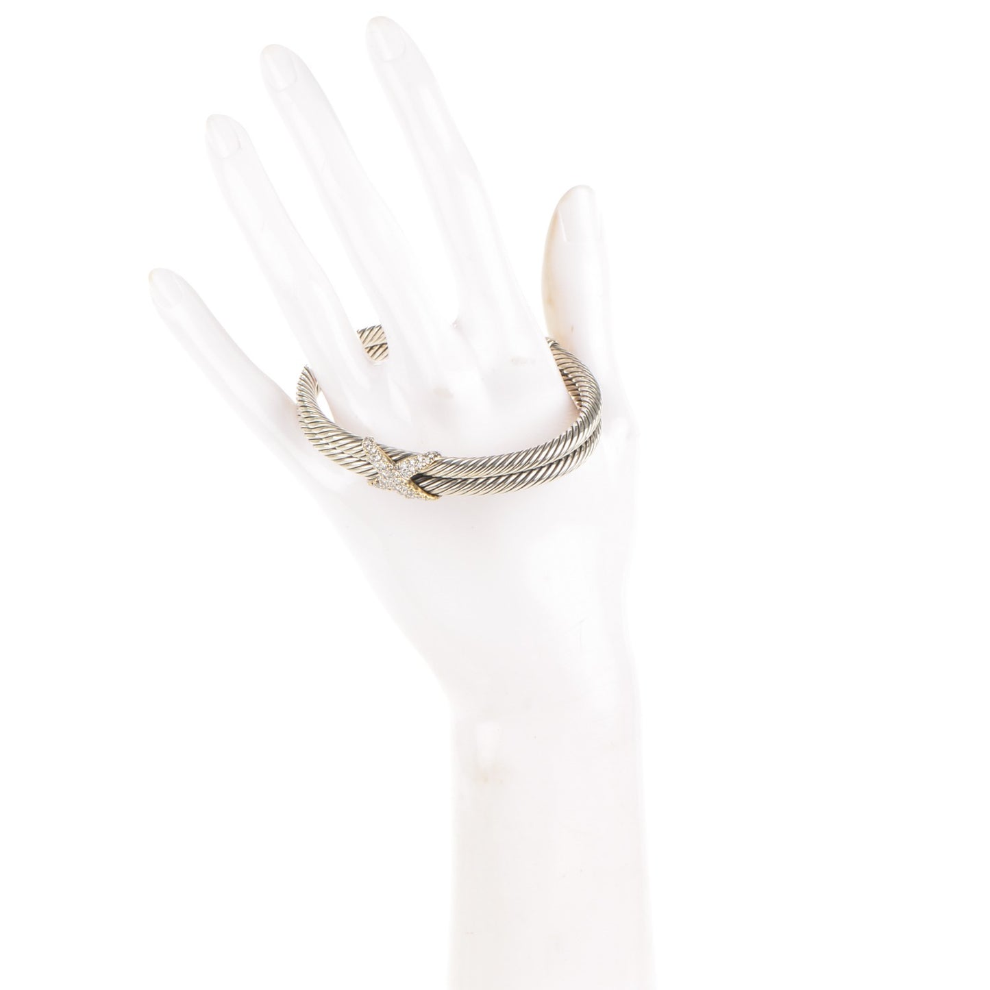 Sterling Silver Diamond 10mm Crossover X Cuff
