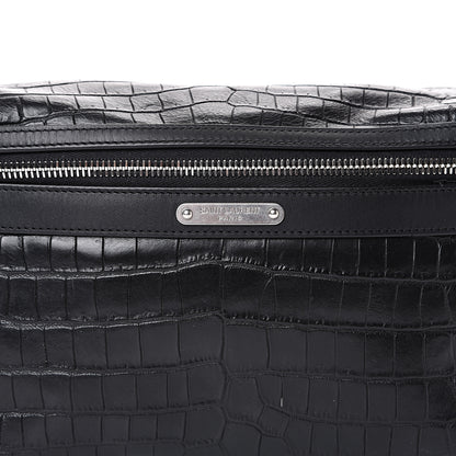 Saint Laurent Calfskin Crocodile Embossed City Belt Bag Black 7 of 10
