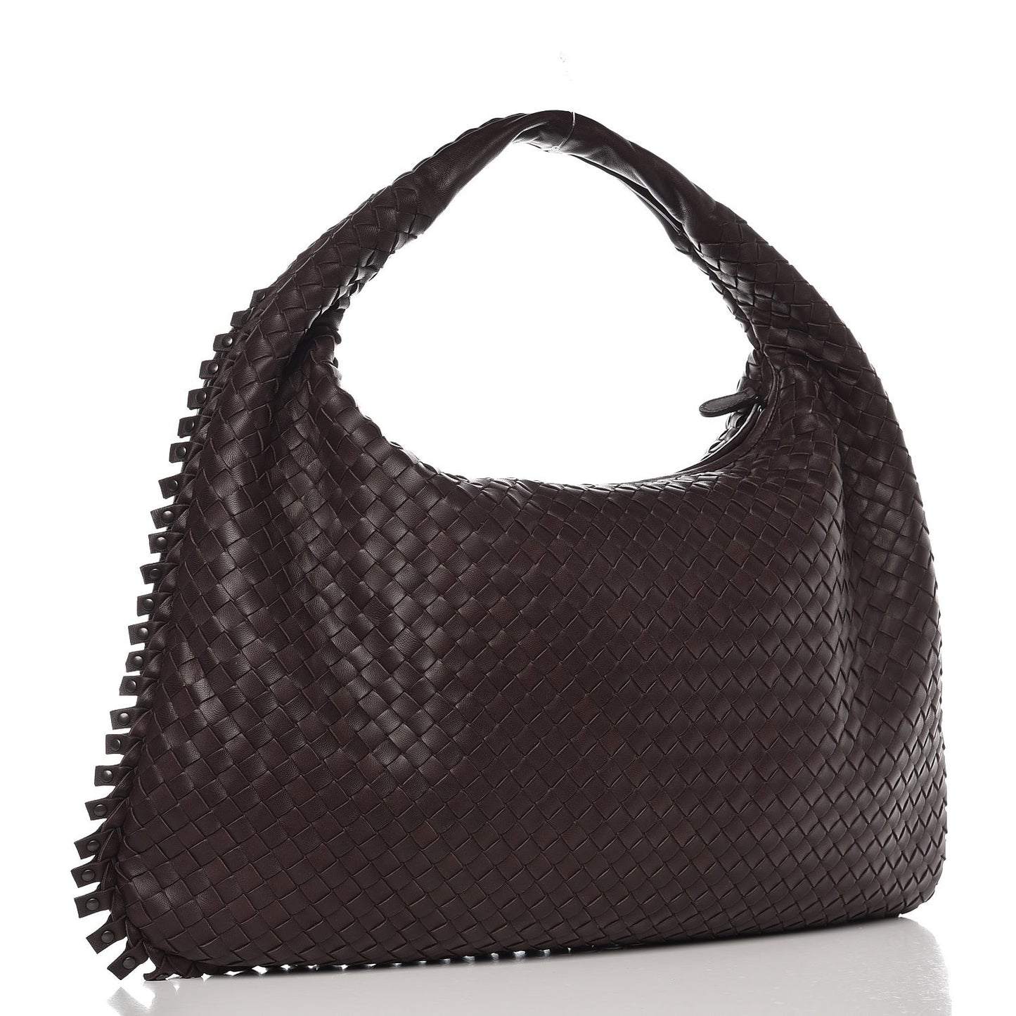Nappa Intrecciato Large Studded Fringe Veneta Hobo Ebano
