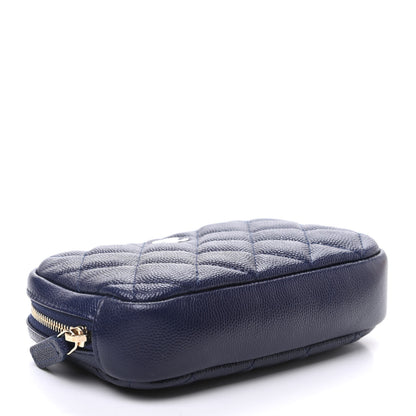 Chanel Caviar Quilted Small Curvy Pouch Cosmetic Case Navy 4 of 10