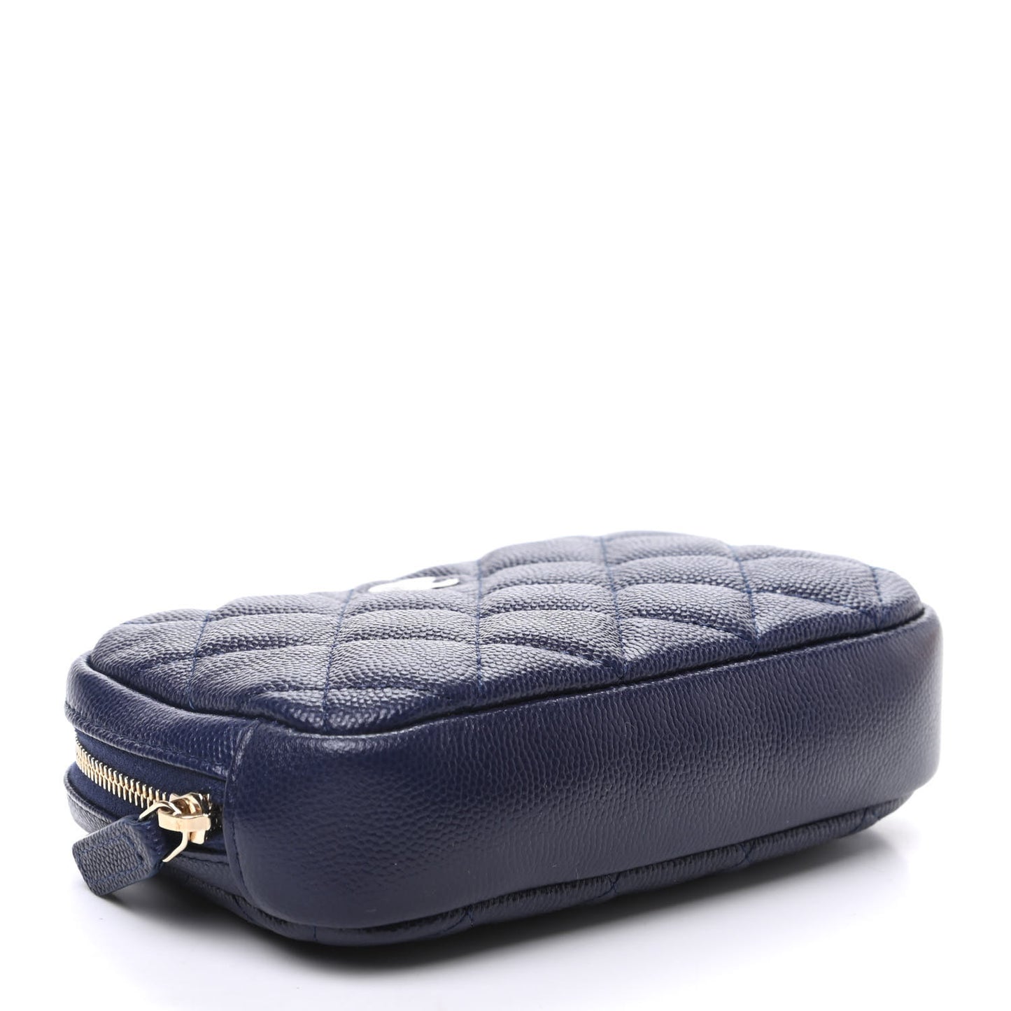 Caviar Quilted Small Curvy Pouch Cosmetic Case Navy