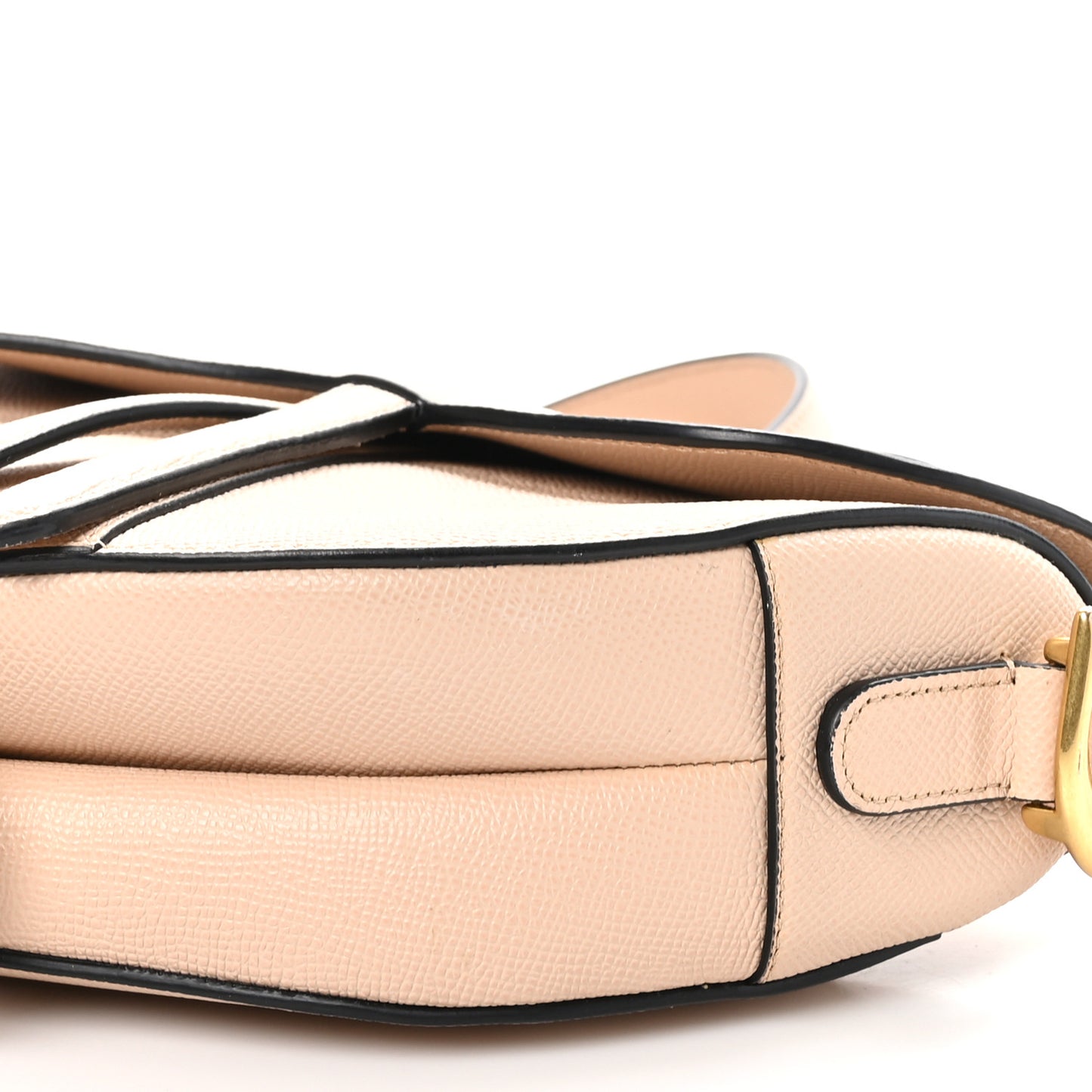 Grained Calfskin Saddle Bag With Strap Beige