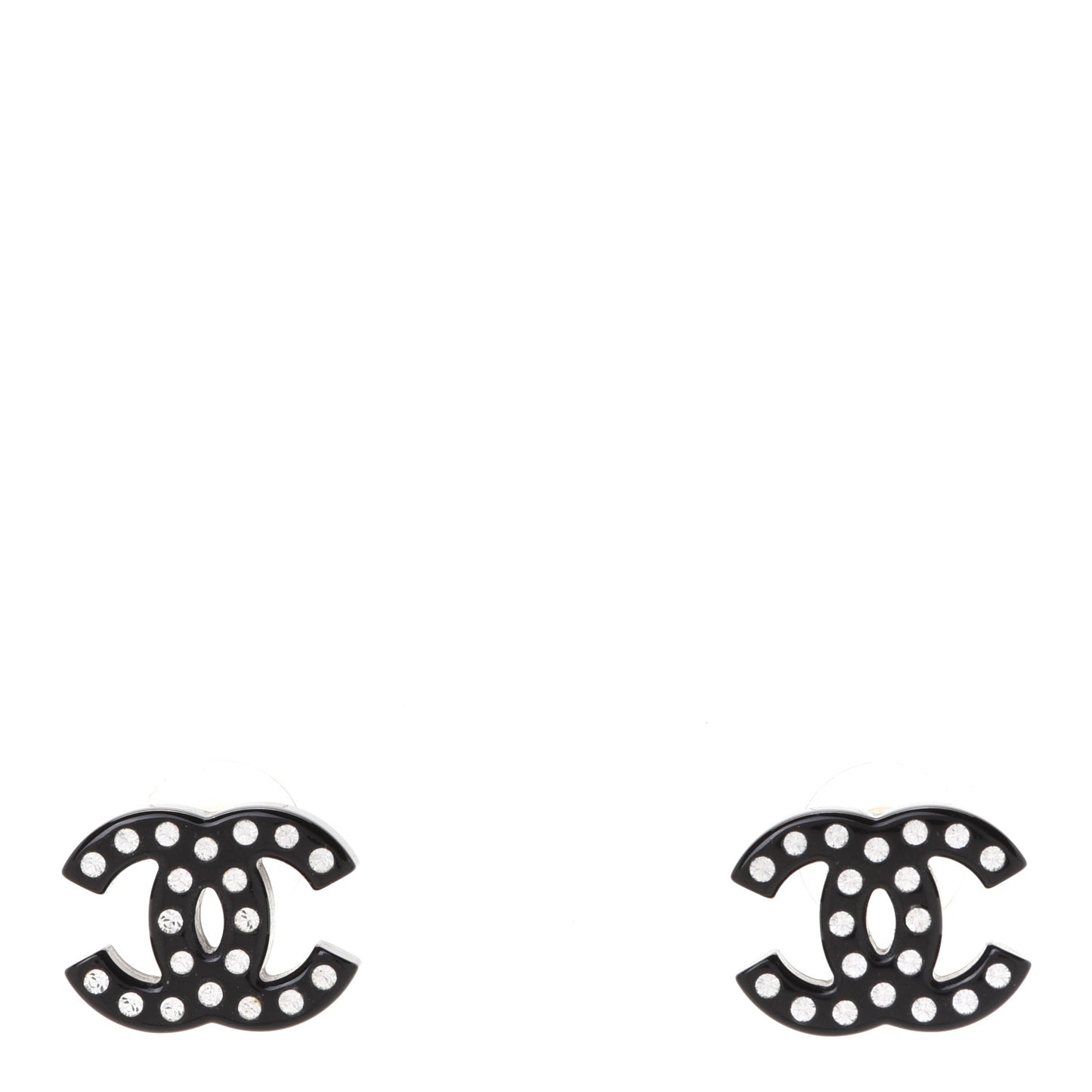 Resin Crystal CC Earrings Black