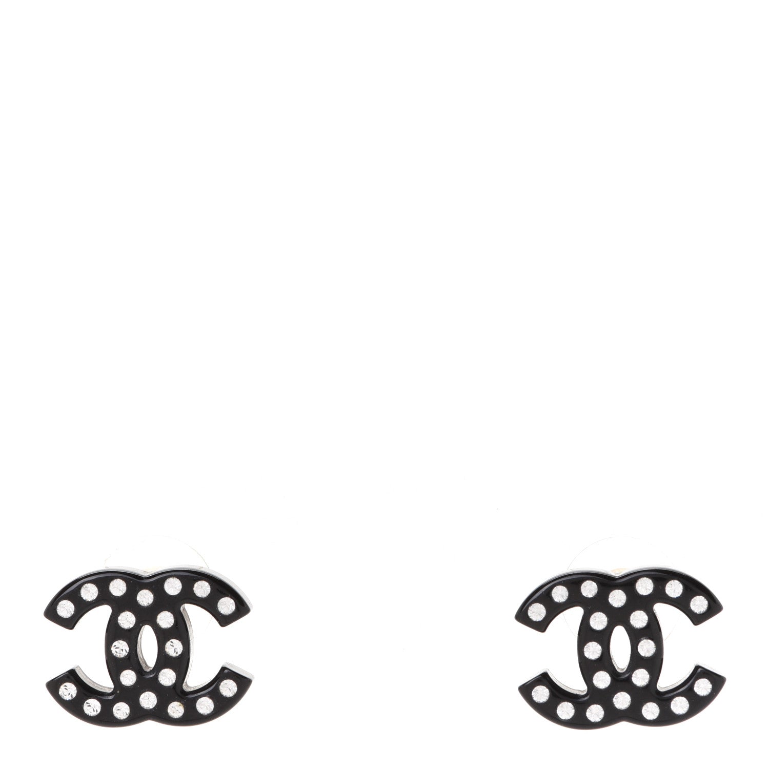 Chanel Resin Crystal CC Earrings Black 1 of 4