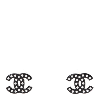 Chanel Resin Crystal CC Earrings Black 1 of 4