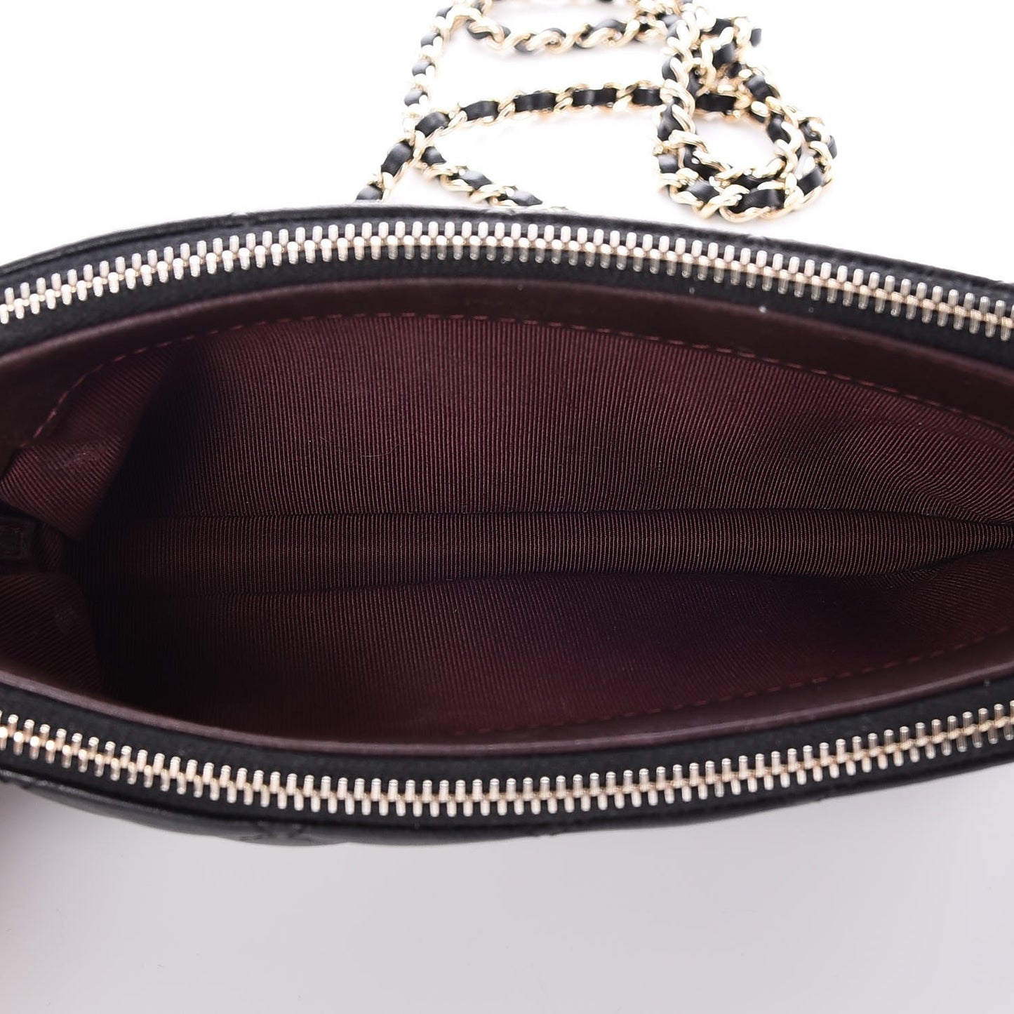 Lambskin Quilted Small Clutch With Chain Black