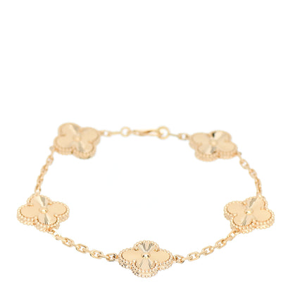 Van Cleef & Arpels 18K Yellow Gold 5 Motifs Guilloche Vintage Alhambra Bracelet 1 of 4