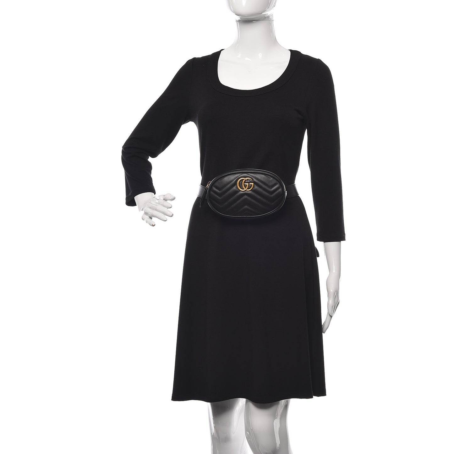 Calfskin Matelasse GG Marmont Belt Bag 85 34 Black