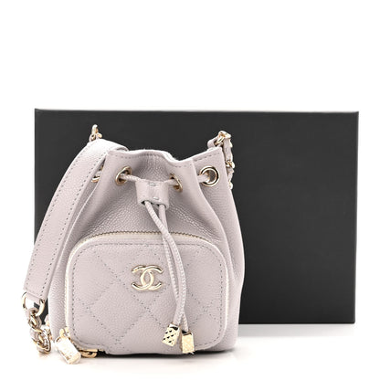 Chanel Caviar Quilted Mini CC Pocket Bucket Bag Grey 11 of 11