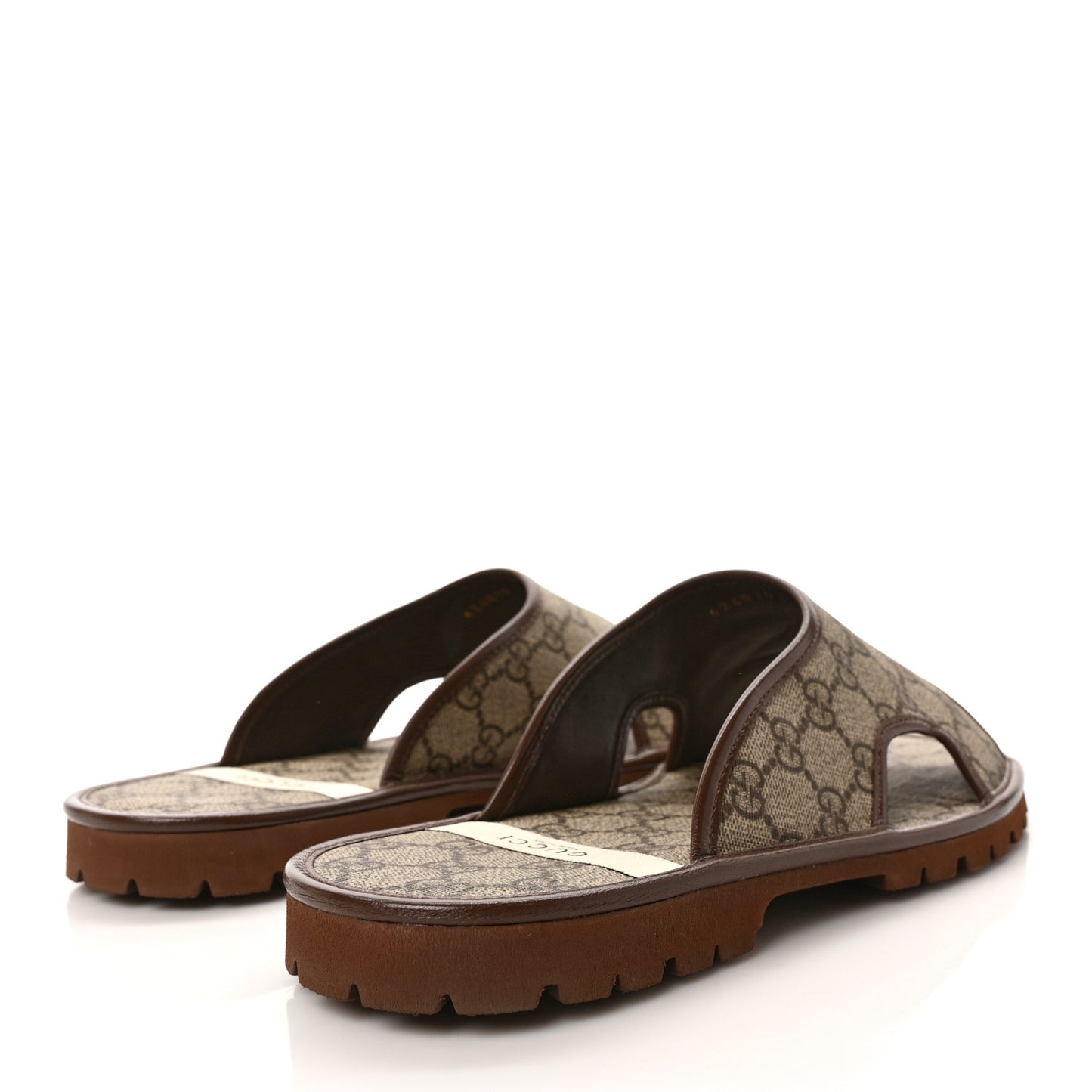 GG Supreme Monogram Granada Kid Mens Lug Sole Slide Sandals 9 Beige New Acero