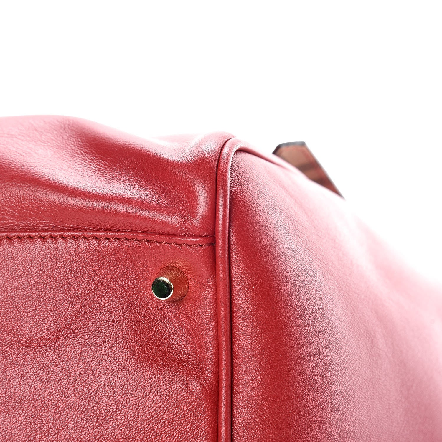 Burberry Calfskin Haymarket Check Small Canterbury Tote Red 13 of 14