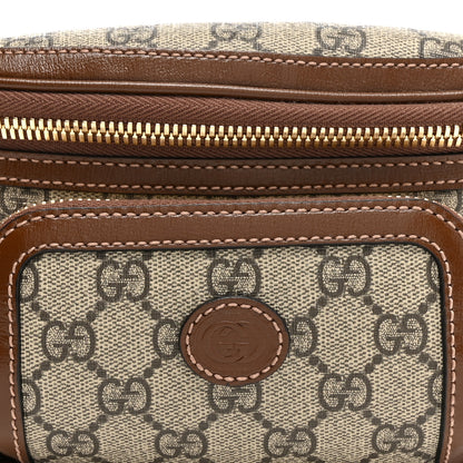 Gucci GG Supreme Monogram Textured Calfskin Retro Interlocking G Belt Bag Beige Ebony Brown Sugar 8 of 10