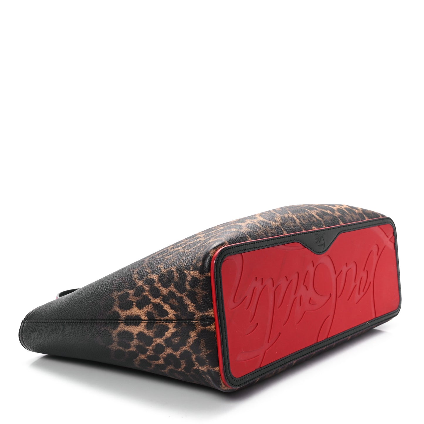 Calfskin Degrade Leopard Print Spikes East West Cabata Tote Black Multi