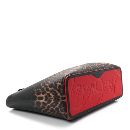 Christian Louboutin Calfskin Degrade Leopard Print Spikes East West Cabata Tote Black Multi 5 of 12