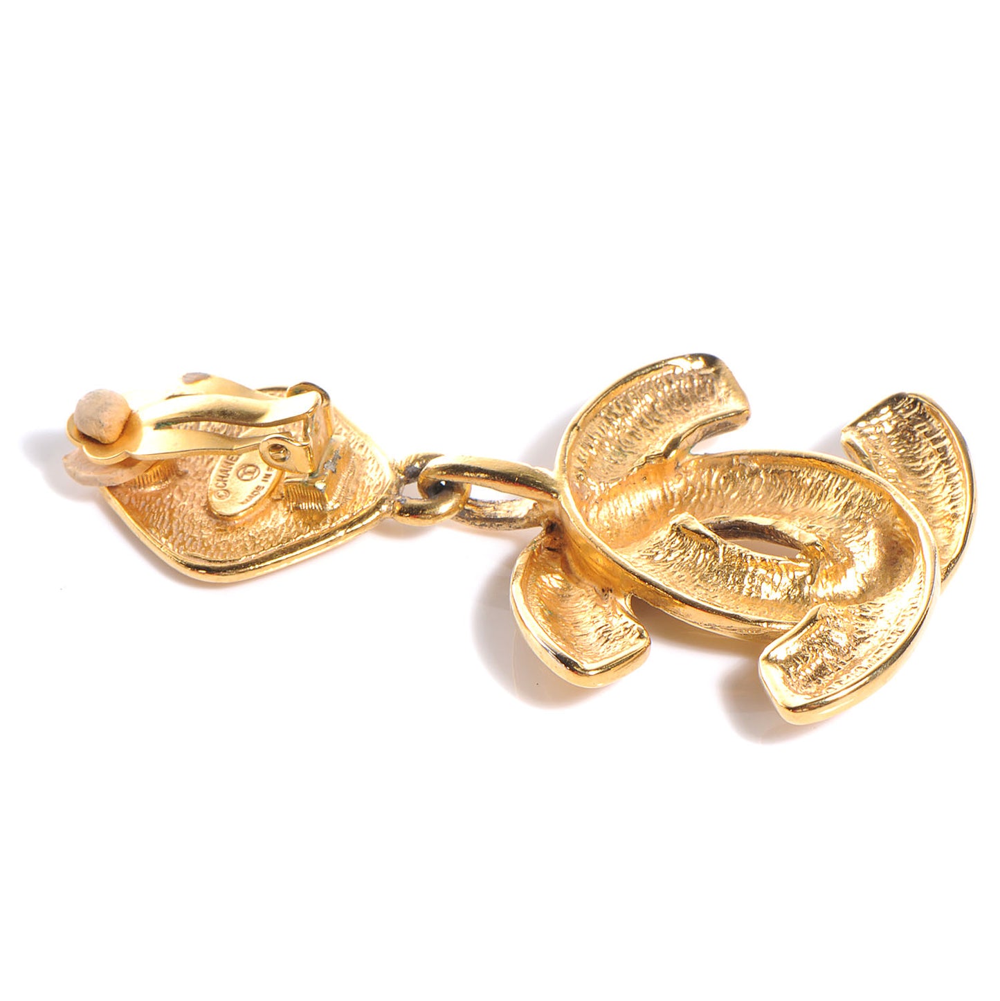Quilted CC Clip On Drop Earrings