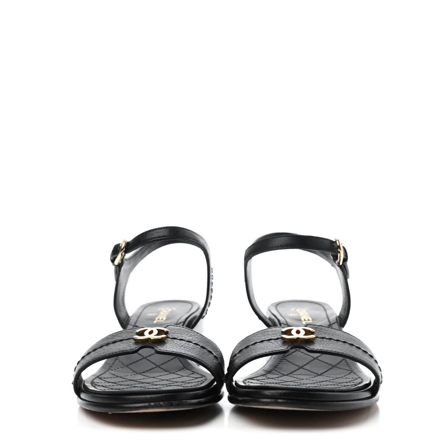 Chanel Calfskin CC Ankle Strap Sandals 38 Black 2 of 4