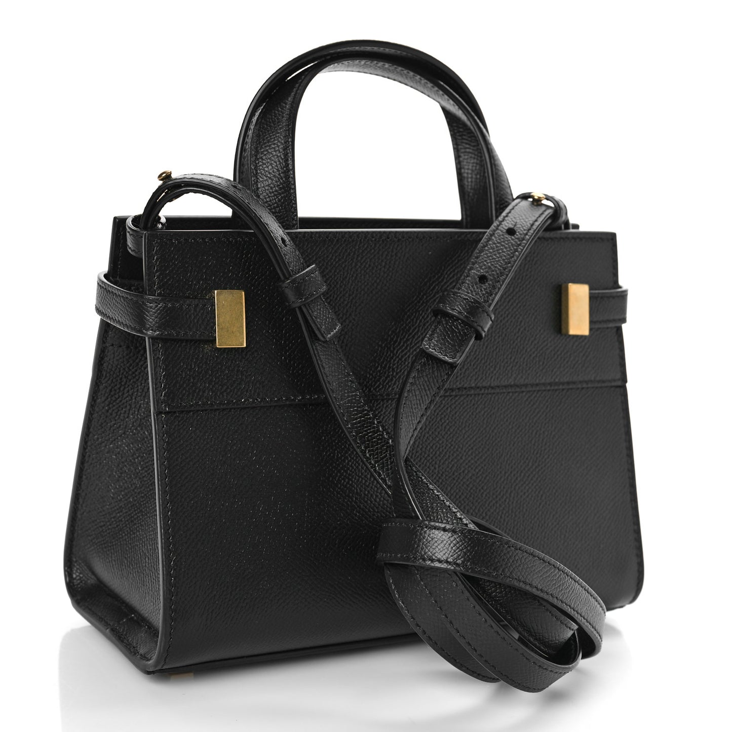 Grained Calfskin Manhattan Nano Shopper Tote Black