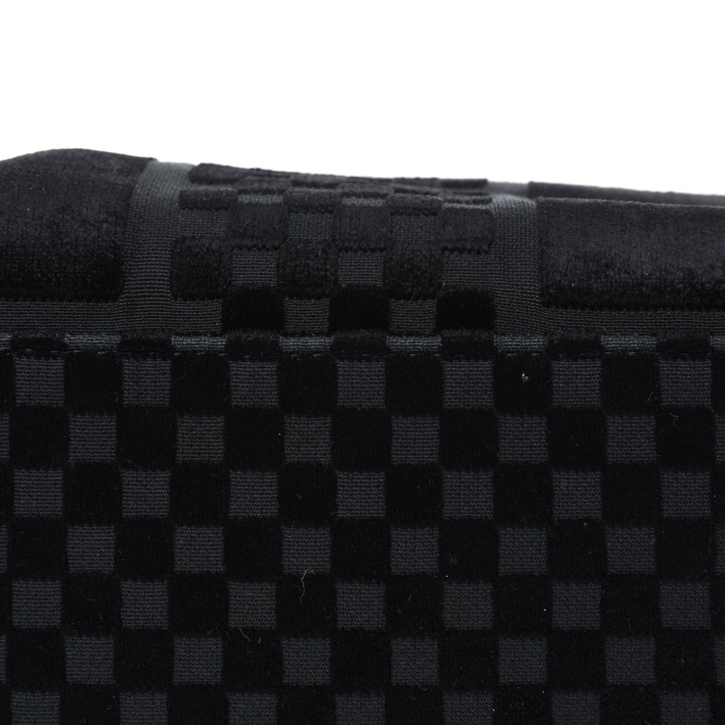 Velvet Checkered Flap Bag Black
