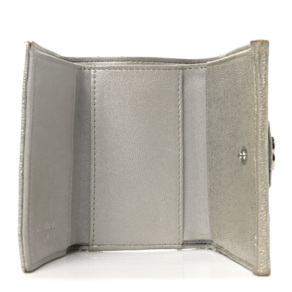Chanel Metallic Caviar Quilted Double Flap Wallet Silver 5 of 9