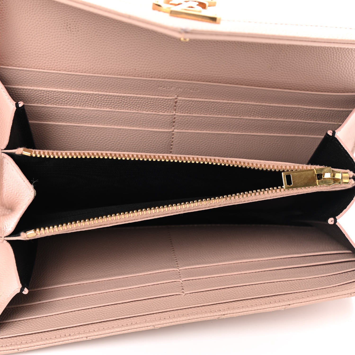 Saint Laurent Grain De Poudre Matelasse Chevron Monogram Flap Wallet Pale Pink 5 of 14