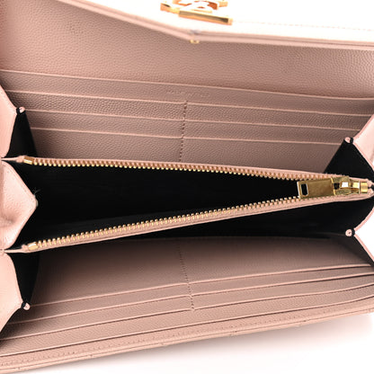 Saint Laurent Grain De Poudre Matelasse Chevron Monogram Flap Wallet Pale Pink 5 of 14