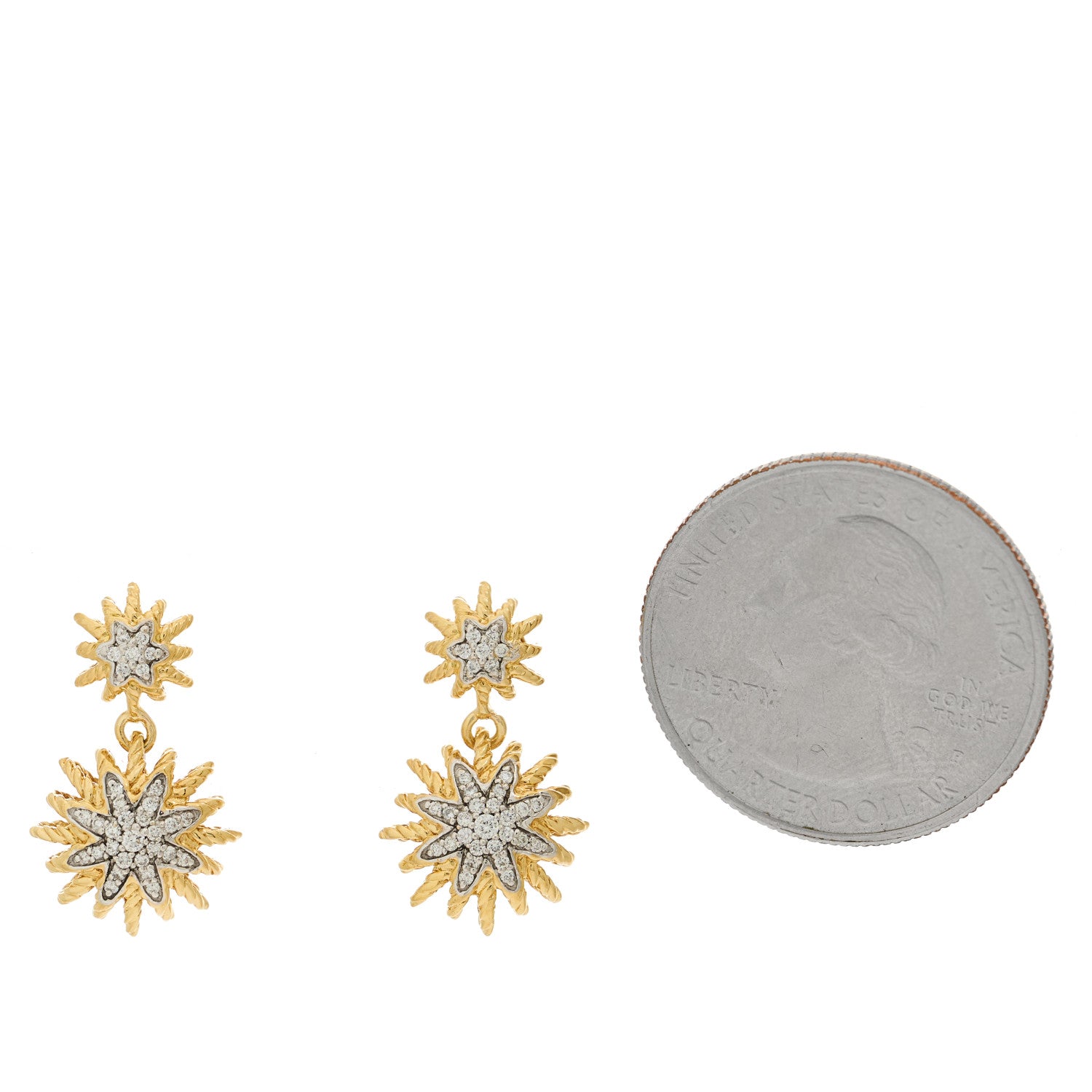 David Yurman 18K Yellow Gold Diamond Starburst Drop Earrings 2 of 4