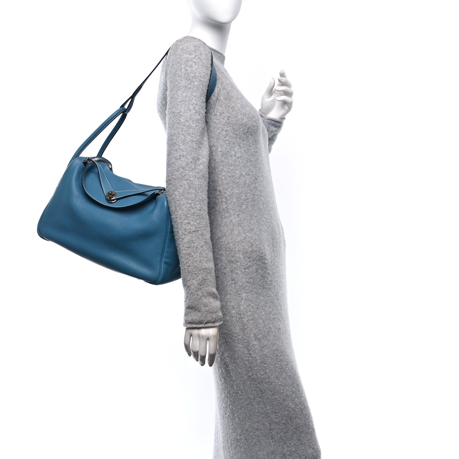 Hermes Taurillon Clemence Lindy 34 Bleu Jean 2 of 10