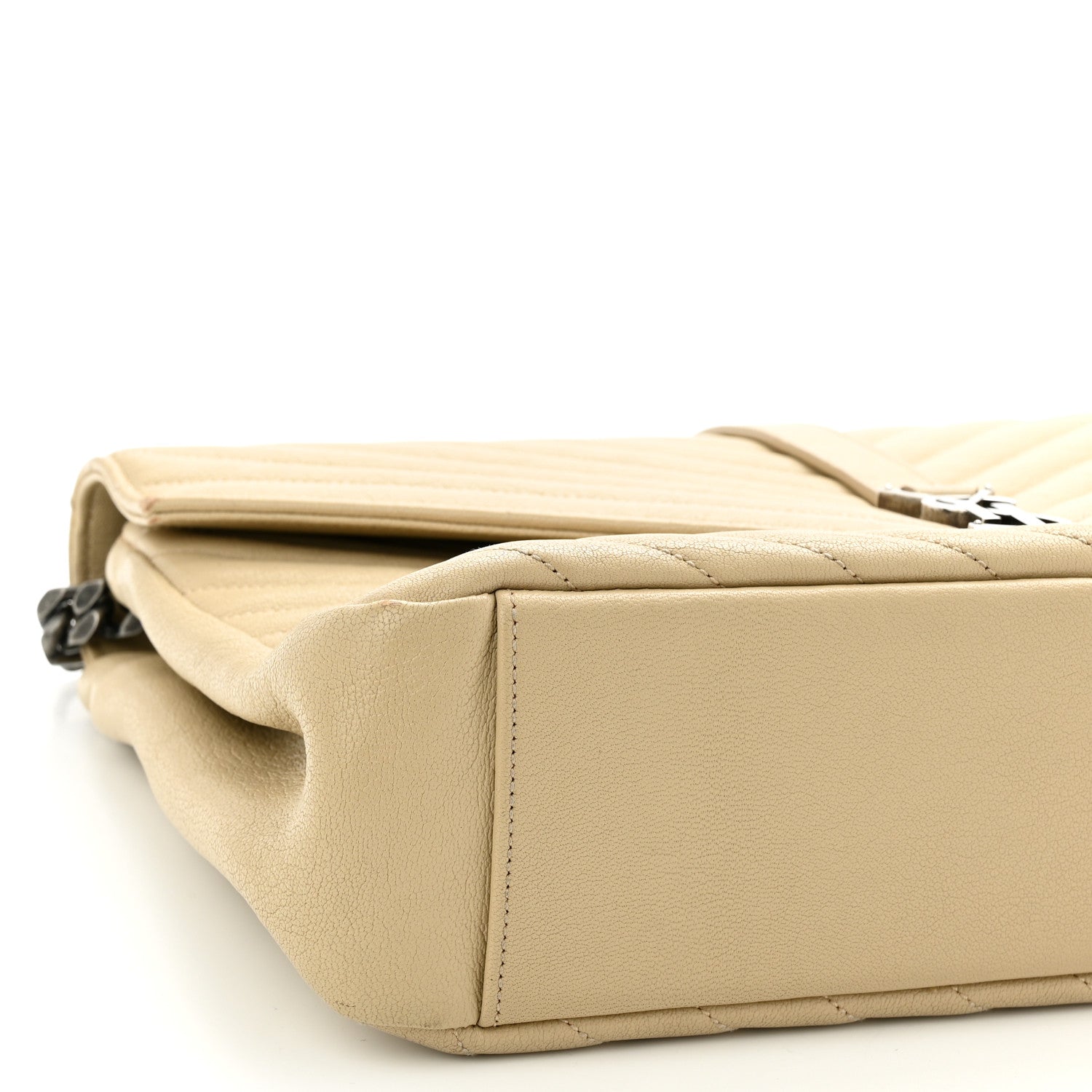 Saint Laurent Sheepskin Matelasse Chevron Monogram Large College Satchel Beige 10 of 18