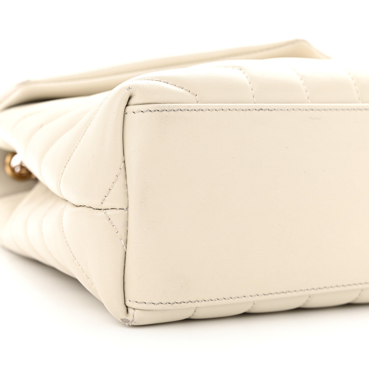 Calfskin Y Quilted Monogram Small Loulou Chain Satchel Blanc Vintage