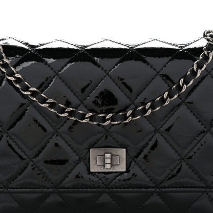 Chanel Distressed Patent Calfskin Quilted Reissue Wallet On Chain WOC Black 9 of 14