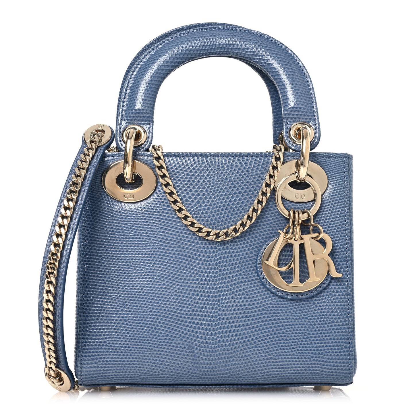 Lizard Mini Lady Dior Blue
