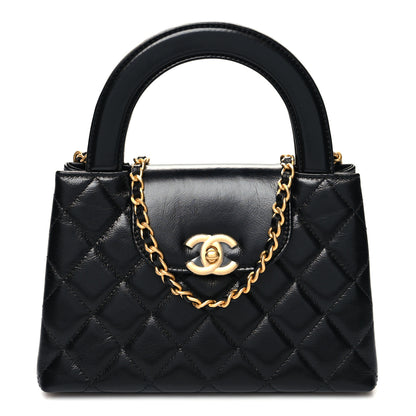 Chanel Shiny Aged Calfskin Quilted Nano Kelly Shopper Black 1 of 10