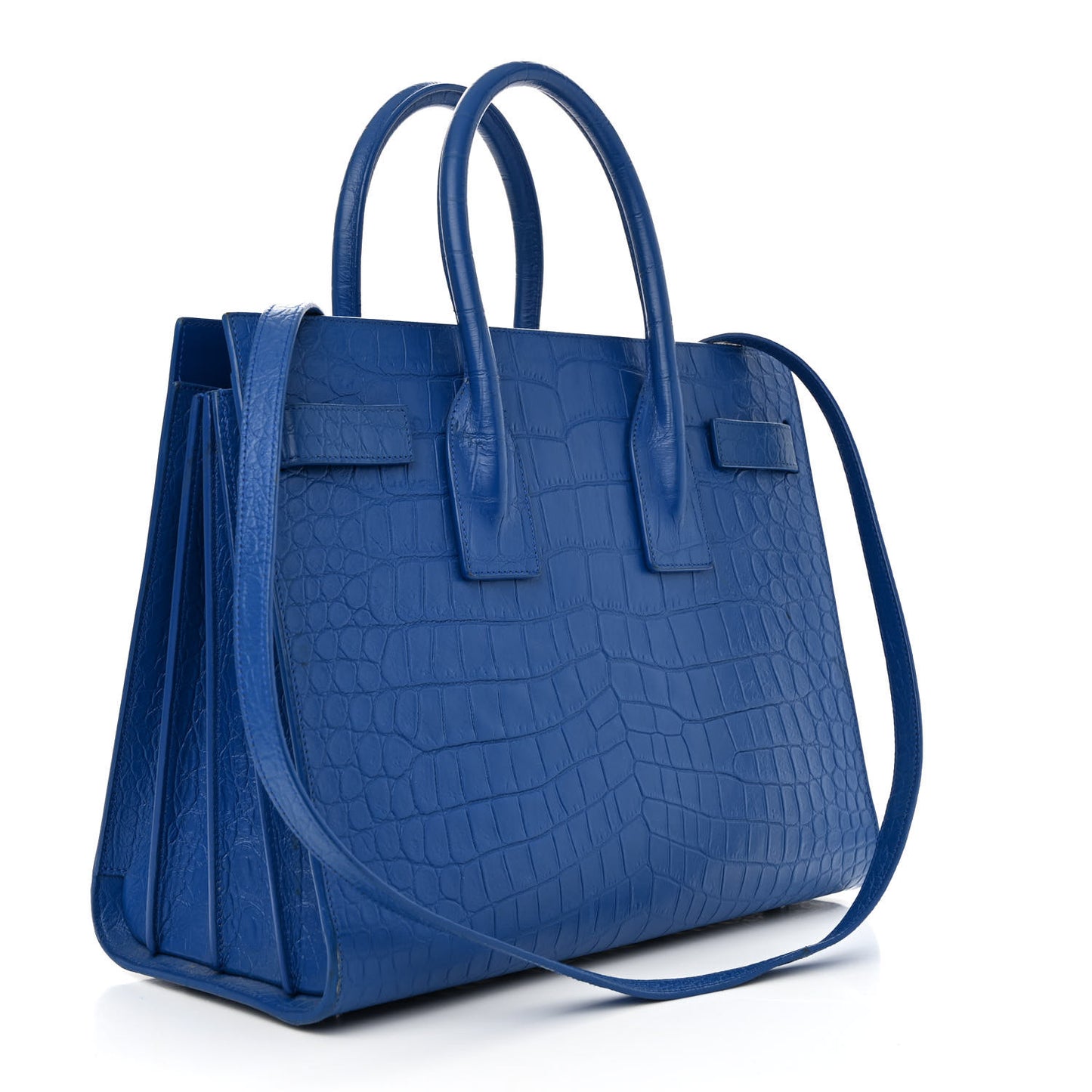 Calfskin Crocodile Embossed Small Sac de Jour Royal Blue