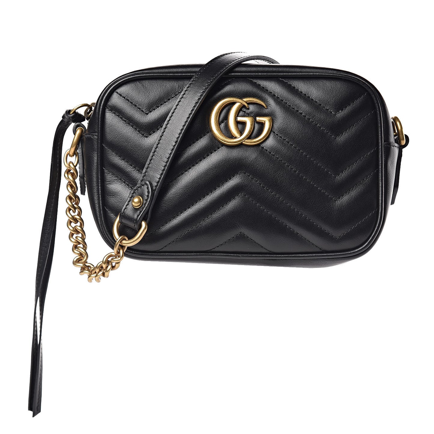 Calfskin Matelasse Mini GG Marmont Chain Shoulder Bag Black