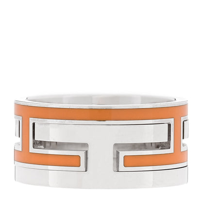 Hermes Sterling Silver Enamel Arcane Move H Ring 54 7 Orange 3 of 4