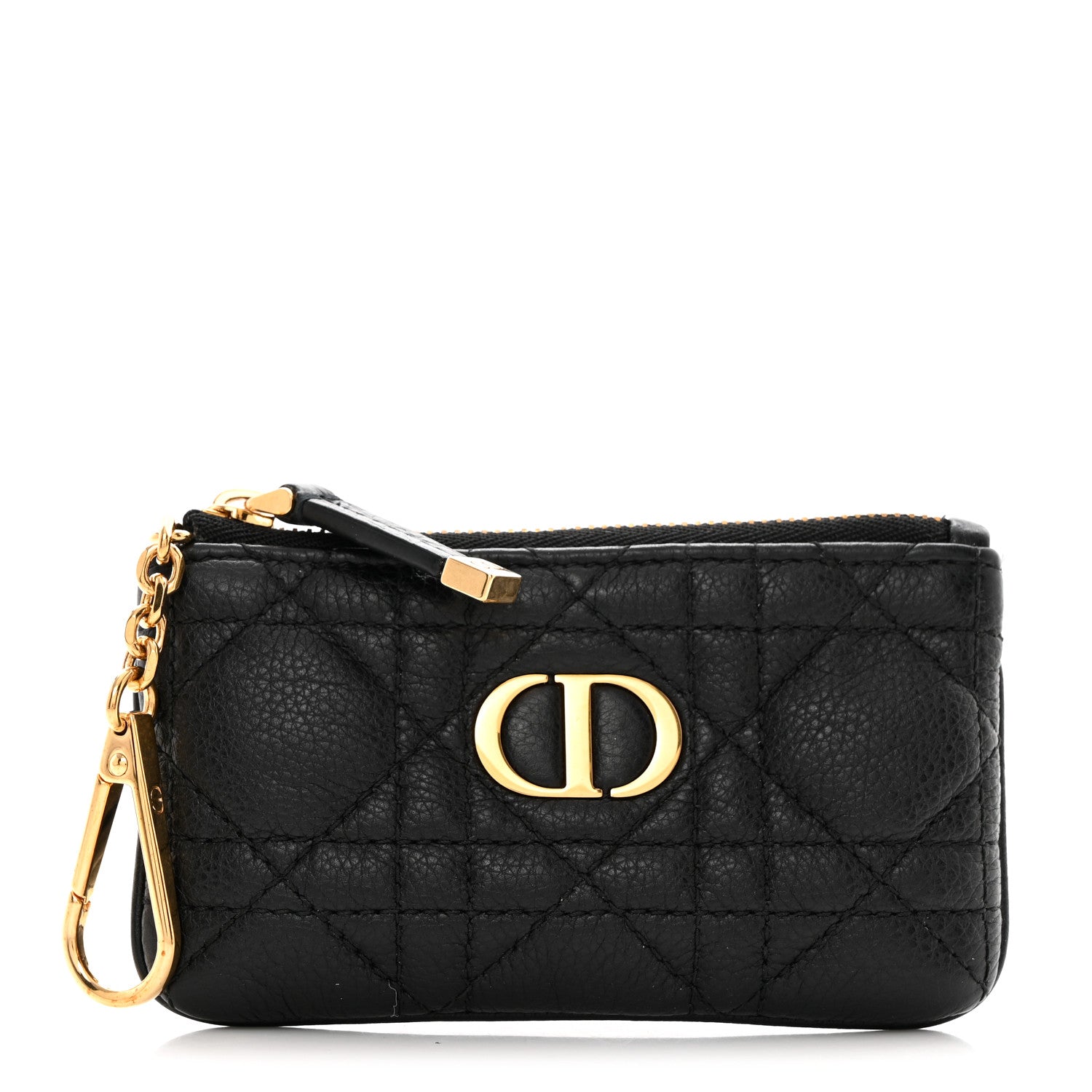 Christian Dior Supple Calfskin Cannage Caro Zipped Key Case Black Black 1 of 7