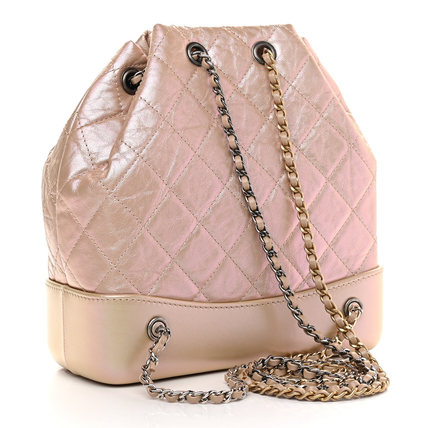 Iridescent Lambskin Calfskin Small Quilted Gabrielle Backpack Light Pink