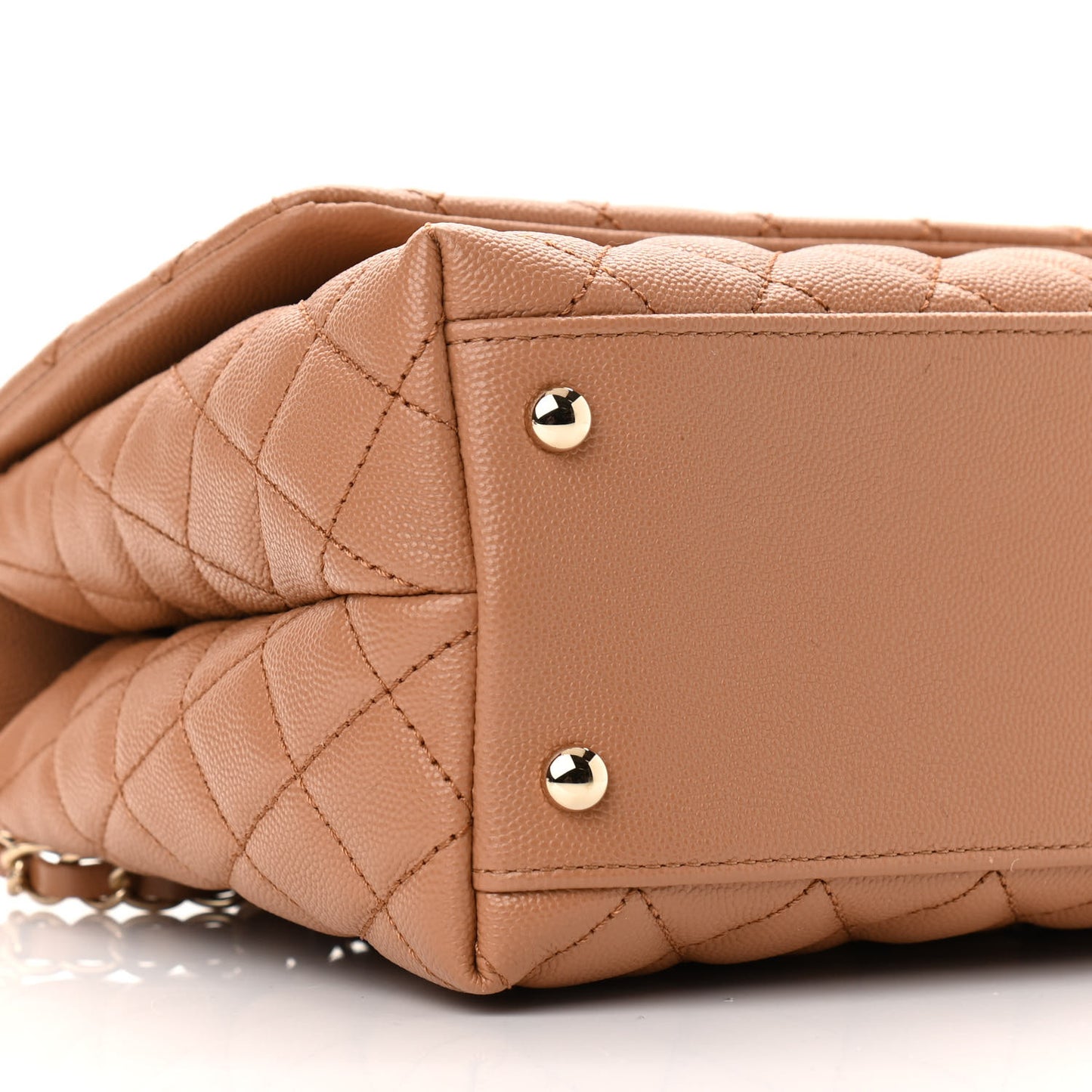 Caviar Quilted Lizard Embossed Small Coco Handle Flap Brown