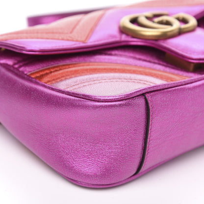 Gucci Metallic Calfskin Matelasse Mini GG Marmont Shoulder Bag Fuchsia 8 of 10