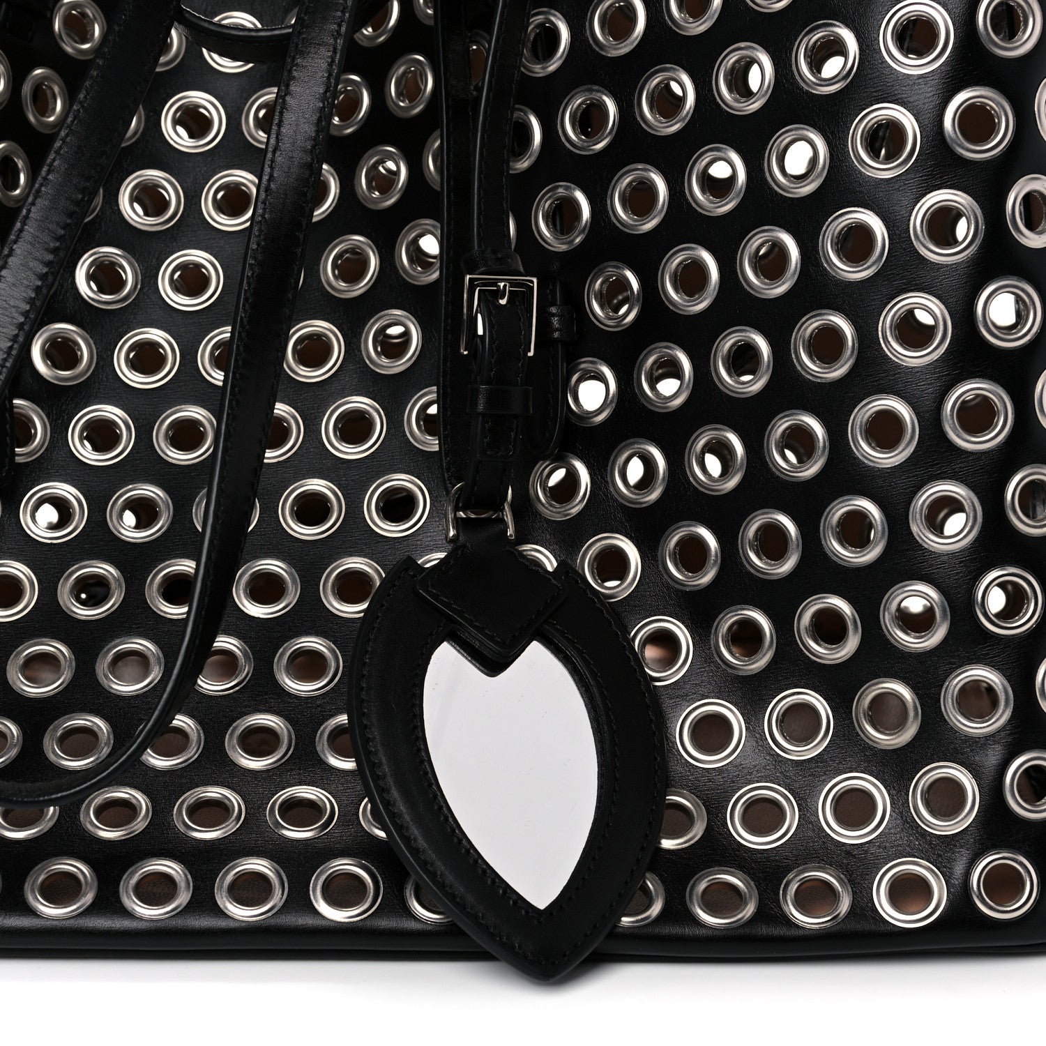 Alaia Calfskin Grommet Tote Black 12 of 12