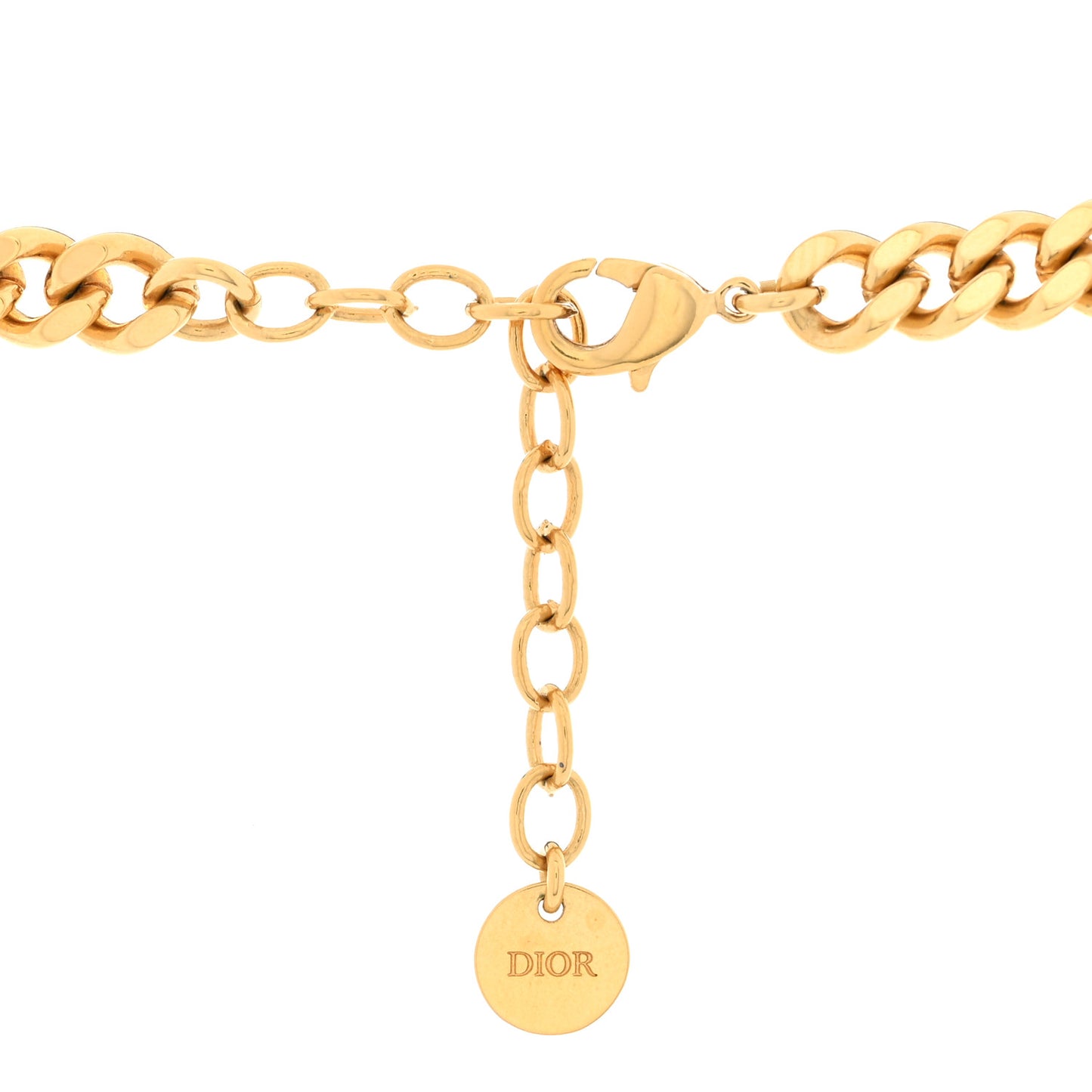 Metal Crystal Chain Logo Necklace Gold