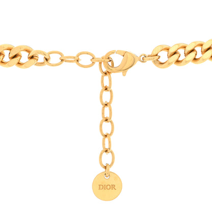 Christian Dior Metal Crystal Chain Logo Necklace Gold 5 of 5