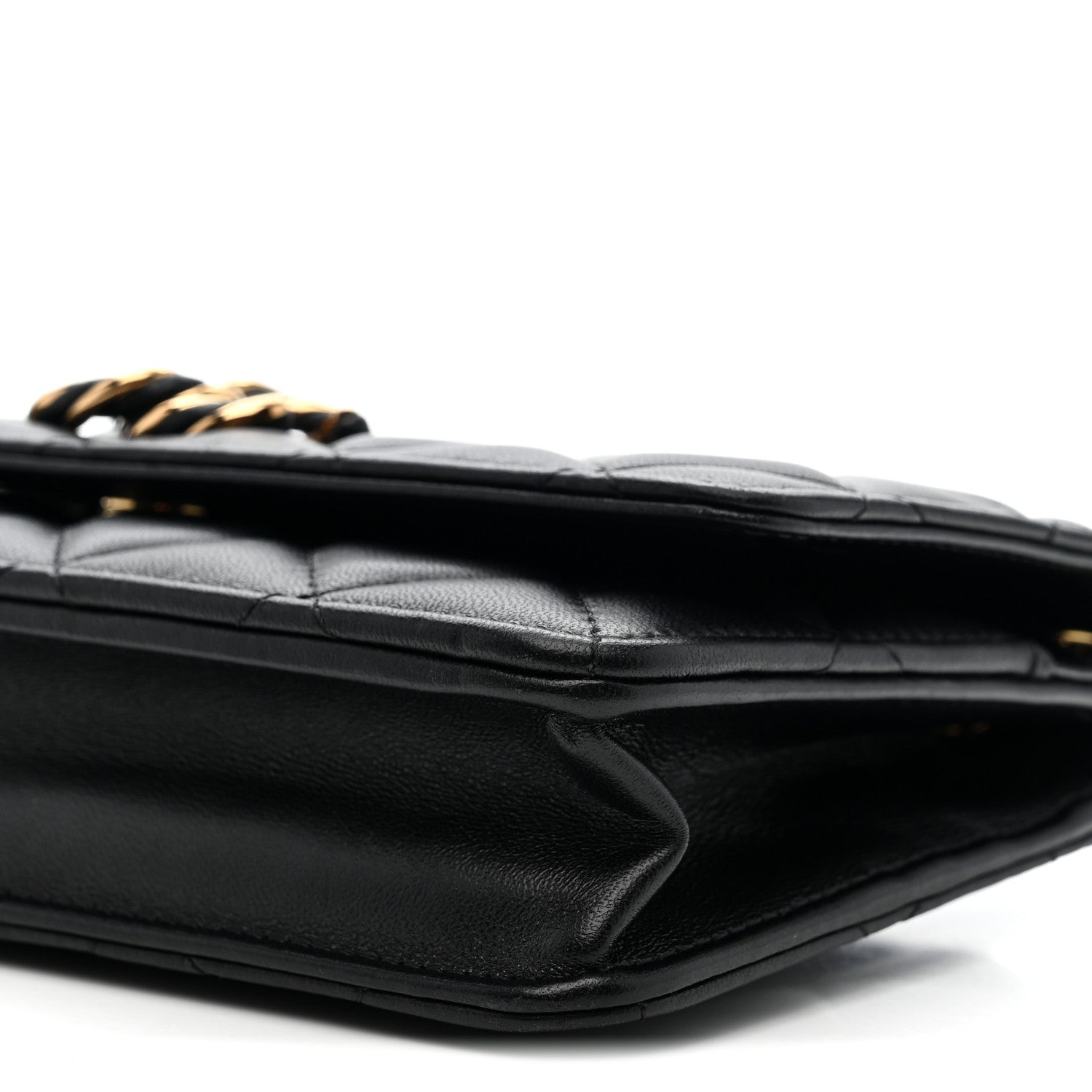Chanel Lambskin Quilted Twisted CC Wallet On Chain WOC Black 11 of 11