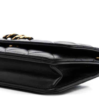 Chanel Lambskin Quilted Twisted CC Wallet On Chain WOC Black 11 of 11