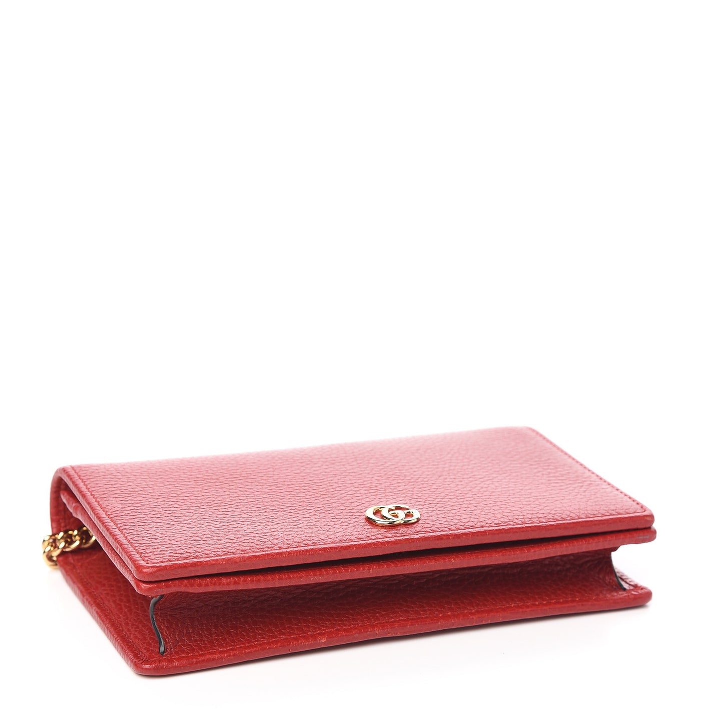 Dollar Calfskin Mini GG Marmont Chain Wallet Hibiscus Red