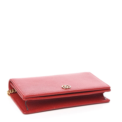 Gucci Dollar Calfskin Mini GG Marmont Chain Wallet Hibiscus Red 3 of 10