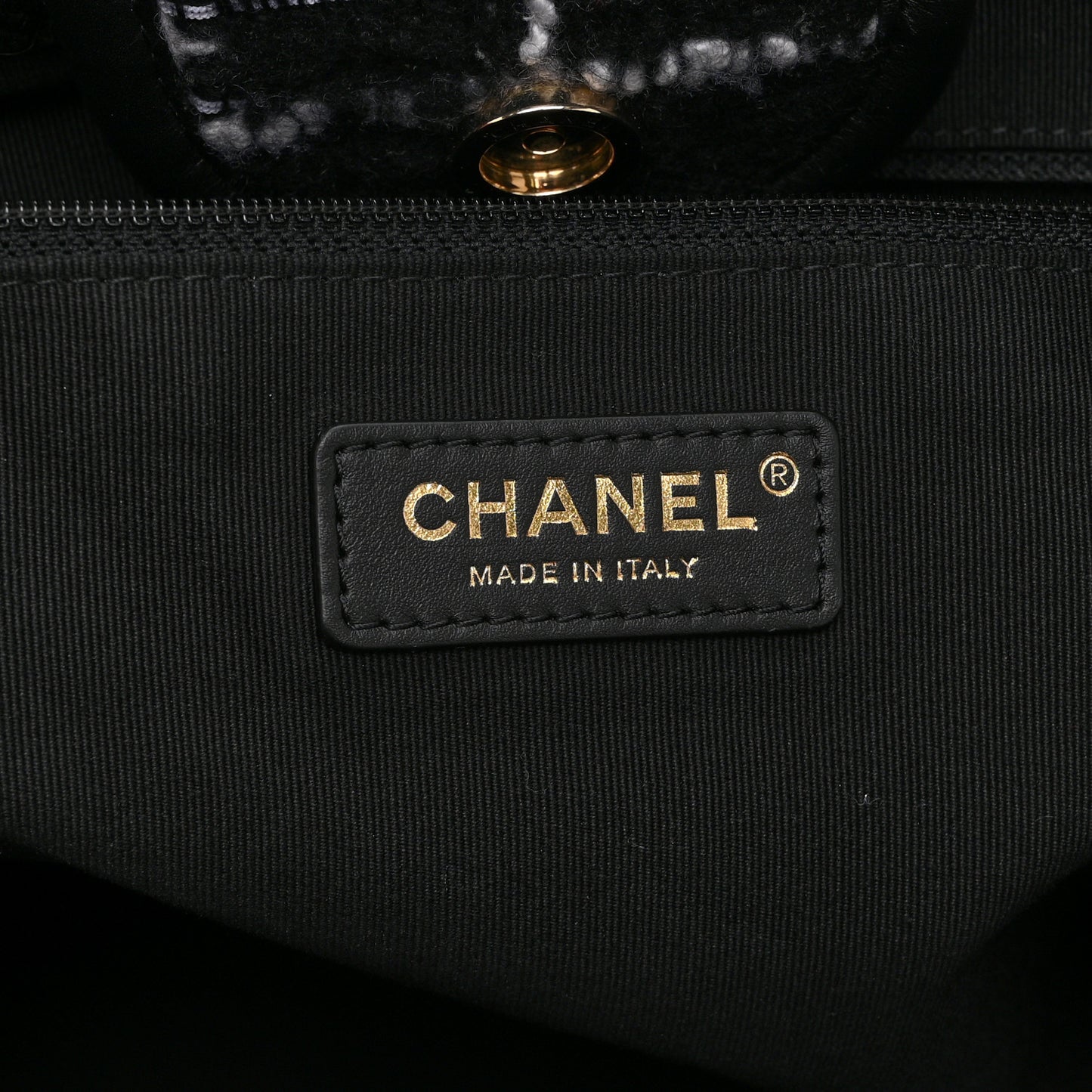 Tweed Medium Deauville Tote Black White Multicolor