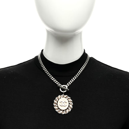 Chanel Lambskin CC Chain Pendant Necklace Silver 2 of 4